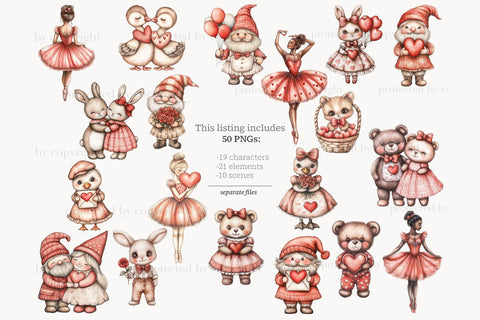 Valentines Day Clipart | Romantic Teddy Bear PNGs SVG GlamArtZhanna 