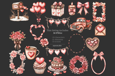 Valentines Day Clipart | Romantic Teddy Bear PNGs SVG GlamArtZhanna 
