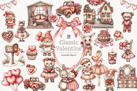 Valentines Day Clipart | Romantic Teddy Bear PNGs SVG GlamArtZhanna 