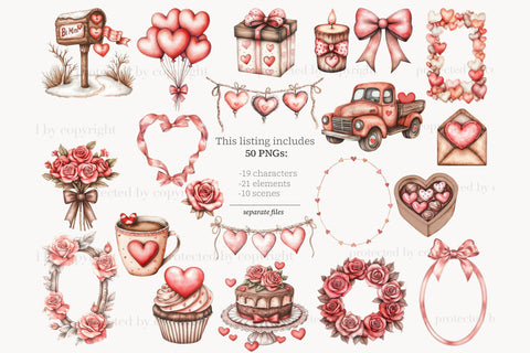 Valentines Day Clipart | Romantic Teddy Bear PNGs SVG GlamArtZhanna 