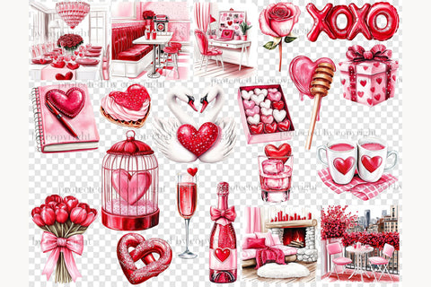 Valentines Day Clipart Set | Romantic Couple PNGs Graphics SVG GlamArtZhanna 