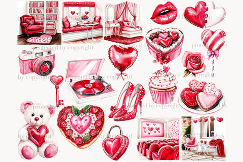 Valentines Day Clipart Set | Romantic Couple PNGs Graphics SVG GlamArtZhanna 