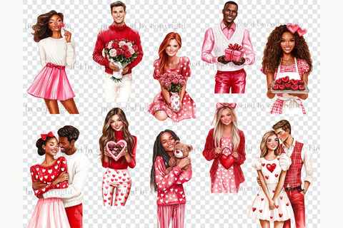 Valentines Day Clipart Set | Romantic Couple PNGs Graphics SVG GlamArtZhanna 