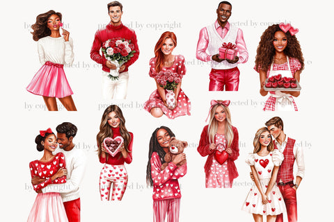 Valentines Day Clipart Set | Romantic Couple PNGs Graphics SVG GlamArtZhanna 