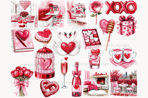 Valentines Day Clipart Set | Romantic Couple PNGs Graphics SVG GlamArtZhanna 