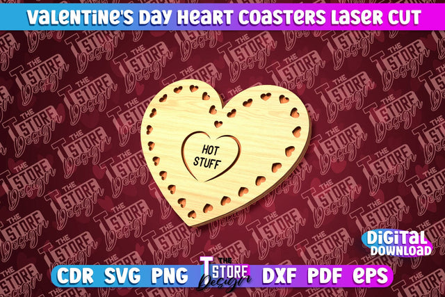 Valentine's Day Coaster | Heart Shape Coaster | Cup Coaster | CNC File SVG The T Store Design 