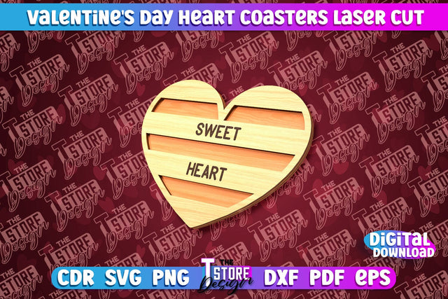 Valentine's Day Coaster | Heart Shape Coaster | Cup Coaster | CNC File SVG The T Store Design 