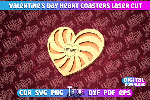Valentine's Day Coaster | Heart Shape Coaster | Cup Coaster | CNC File SVG The T Store Design 