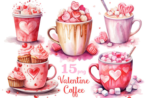 Valentine's Day Coffee Clipart | Romance Clipart SVG GlamArtZhanna 