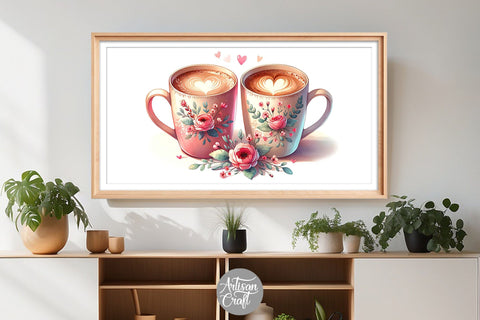 Valentines Day coffee Frame TV art, coffee art Digital Pattern Artisan Craft SVG 