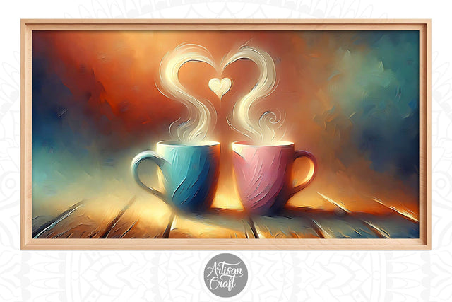 Valentine's day coffee Frame TV art, Heart Frame Tv Art Digital Pattern Artisan Craft SVG 