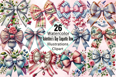 Valentine's Day Coquette Bow Sublimation Clipart Bundle Sublimation SVGArt 