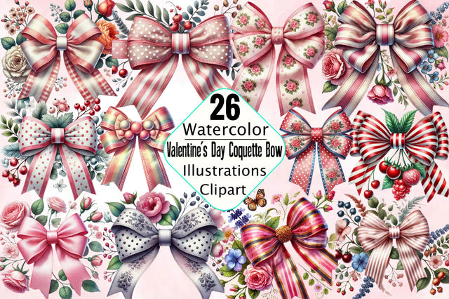 Valentine's Day Coquette Bow Sublimation Clipart Bundle Sublimation SVGArt 