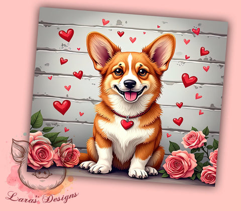 Valentine's Day Corgi 20oz Tumbler, Valentine's Day Gifts, Corgi Tumbler, Sublimation Wrap, Cute Corgi Design, Dog Lover Gift, 20oz Tumbler, Valentine's Day Tumbler Sublimation Lara' s Designs 
