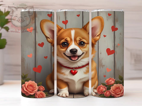 Valentine's Day Corgi 20oz Tumbler, Valentine's Day Gifts, Corgi Tumbler, Sublimation Wrap, Cute Corgi Design, Dog Lover Gift, 20oz Tumbler, Valentine's Day Tumbler Sublimation Lara' s Designs 