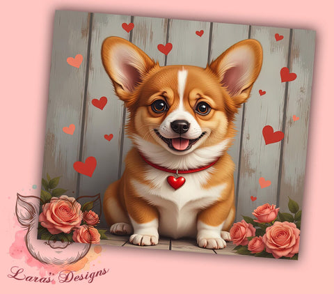 Valentine's Day Corgi 20oz Tumbler, Valentine's Day Gifts, Corgi Tumbler, Sublimation Wrap, Cute Corgi Design, Dog Lover Gift, 20oz Tumbler, Valentine's Day Tumbler Sublimation Lara' s Designs 