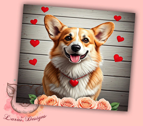 Valentine's Day Corgi 20oz Tumbler, Valentine's Day Gifts, Corgi Tumbler, Sublimation Wrap, Cute Corgi Design, Dog Lover Gift, 20oz Tumbler, Valentine's Day Tumbler Sublimation Lara' s Designs 