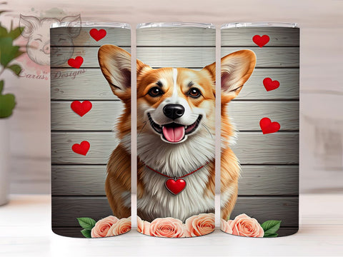 Valentine's Day Corgi 20oz Tumbler, Valentine's Day Gifts, Corgi Tumbler, Sublimation Wrap, Cute Corgi Design, Dog Lover Gift, 20oz Tumbler, Valentine's Day Tumbler Sublimation Lara' s Designs 