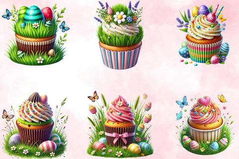 Valentine's Day Cupcakes Clipart Bundle Sublimation SVGArt 