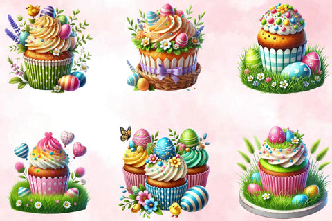 Valentine's Day Cupcakes Sublimation Clipart Bundle Sublimation SVGArt 