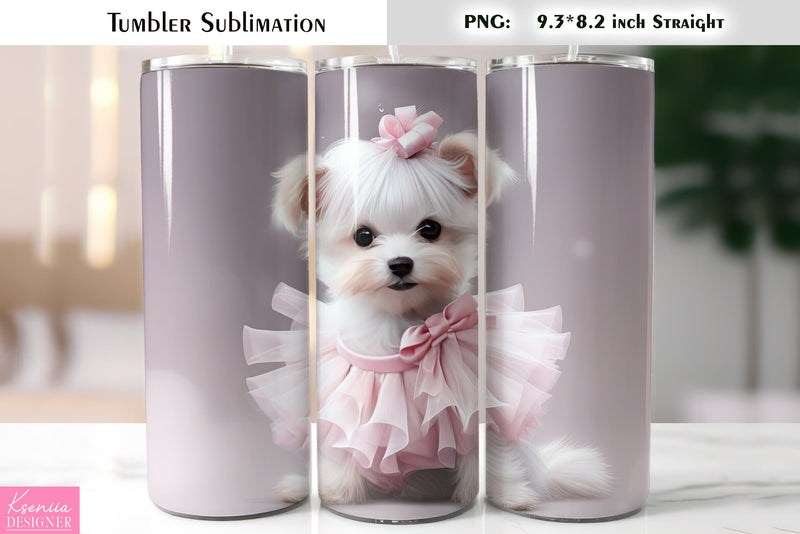 Valentines Day Cute Dog Tumbler Sublimation Sublimation Kseniia designer 