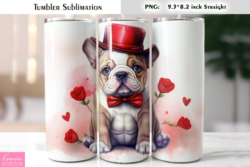 Valentines Day Cute Dog Tumbler Sublimation Sublimation Kseniia designer 