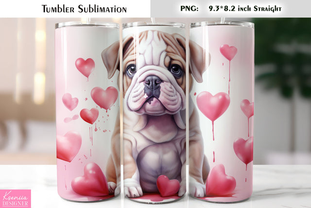 Valentines Day Cute Dog Tumbler Sublimation Sublimation Kseniia designer 
