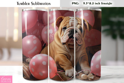 Valentines Day Cute Dog Tumbler Sublimation Sublimation Kseniia designer 