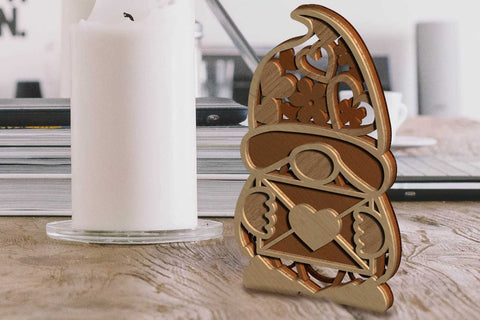 Valentine's Day Decorative Gnomes, Multilayer Template, Laser Cut Files SVG LaserCutano 