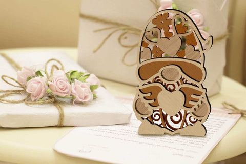 Valentine's Day Decorative Gnomes, Multilayer Template, Laser Cut Files SVG LaserCutano 