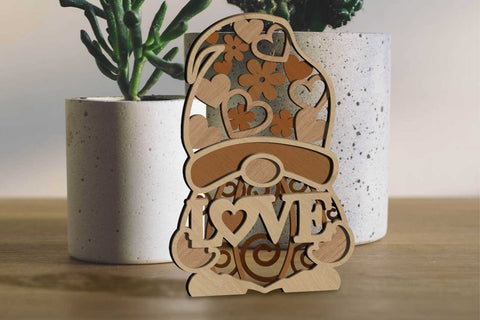 Valentine's Day Decorative Gnomes, Multilayer Template, Laser Cut Files SVG LaserCutano 