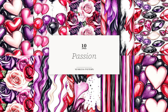 Valentines Day Digital Paper | Passion Pattern Digital Pattern GlamArtZhanna 