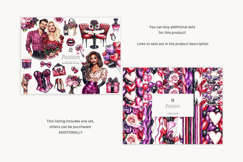 Valentines Day Digital Paper | Passion Pattern Digital Pattern GlamArtZhanna 