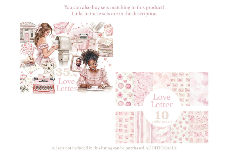 Valentines Day Digital Papers | Love Letter Seamless Pattern - So Fontsy