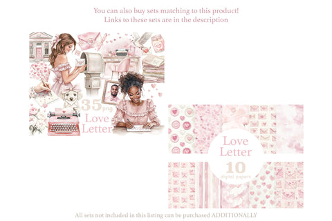 Valentines Day Digital Papers | Love Letter Seamless Pattern Digital Pattern GlamArtZhanna 