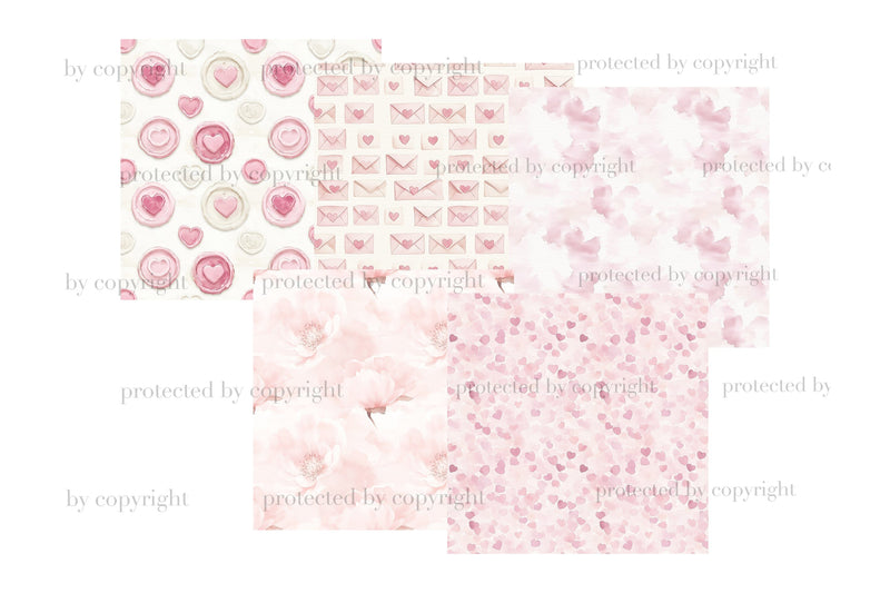 Valentines Day Digital Papers | Love Letter Seamless Pattern - So Fontsy