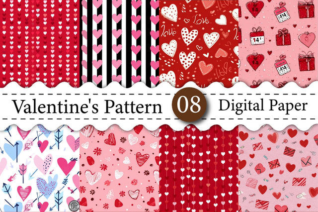 Valentine's Day Digital Papers, Valentine's Day scrapbooking, printable scrapbook paper instant download, 300DPI. Digital Pattern designmaster24 