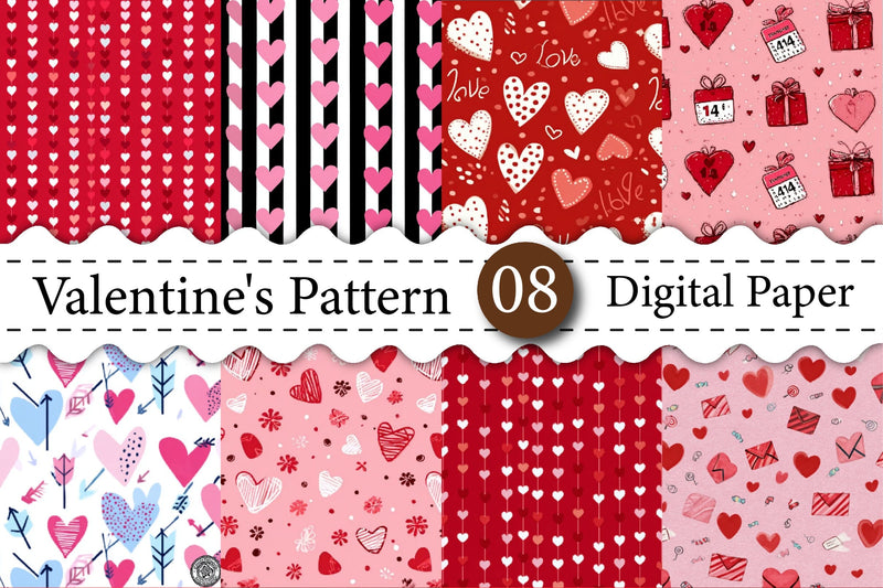 Valentine's Day Digital Papers, Valentine's Day scrapbooking, printable scrapbook paper instant download, 300DPI. Digital Pattern designmaster24 