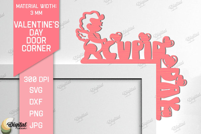 Valentine's Day Door Corner Laser Cut. Cupid SVG SVG Evgenyia Guschina 