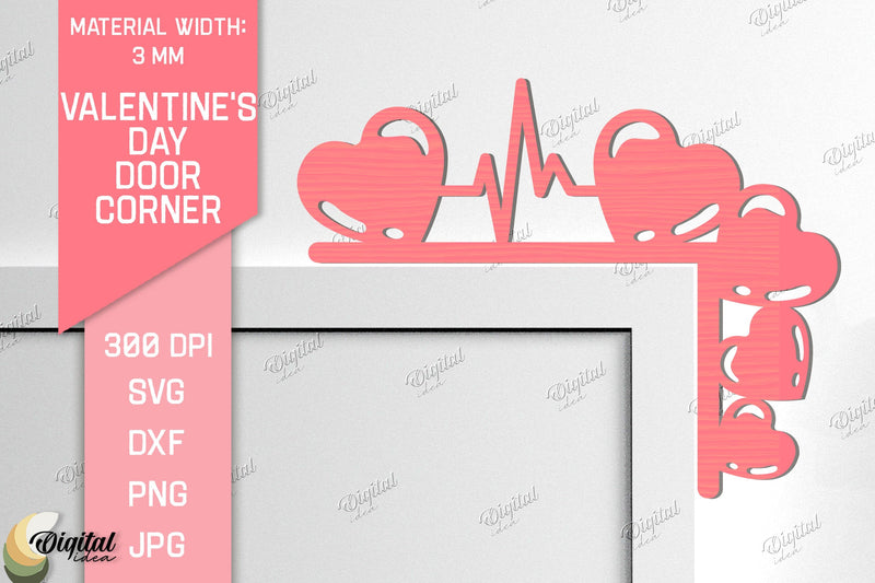 Valentine's Day Door Corner Laser Cut. Hearts SVG SVG Evgenyia Guschina 