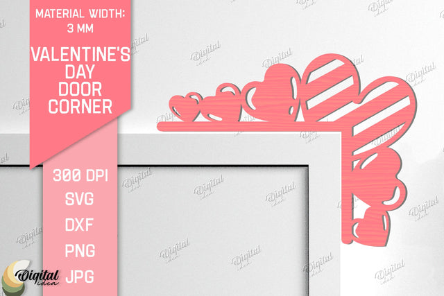 Valentine's Day Door Corner Laser Cut. Hearts SVG SVG Evgenyia Guschina 