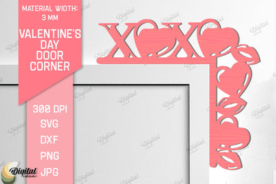 Valentine's Day Door Corner Laser Cut. XoXo SVG SVG Evgenyia Guschina 