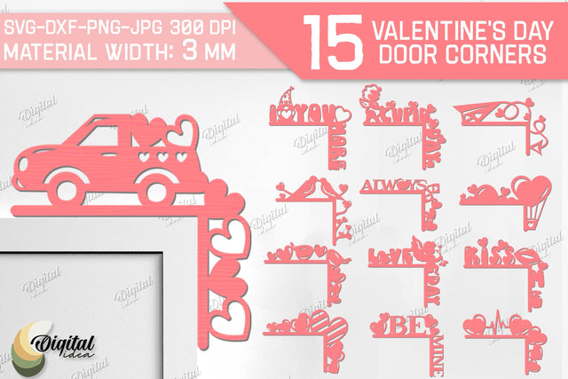 Valentine's Day Door Corners Bundle. Door Trim Laser Cut SVG Evgenyia Guschina 