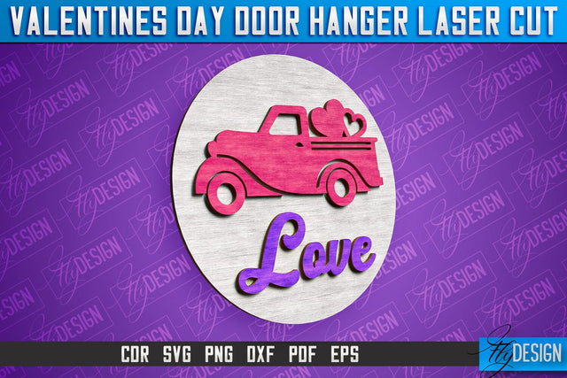 Valentines Day Door Hanger Laser Cut SVG | Laser Cut File | CNC files SVG Fly Design 