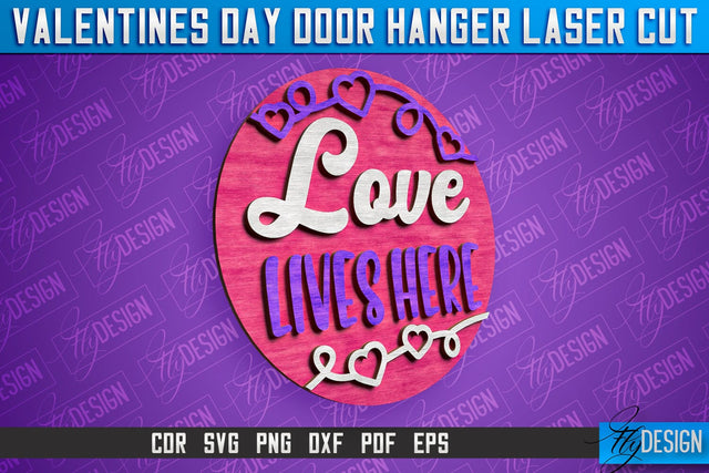 Valentines Day Door Hanger Laser Cut SVG | Laser Cut File | CNC files SVG Fly Design 