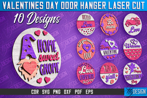 Valentines Day Door Hanger Laser Cut SVG | Laser Cut File | CNC files SVG Fly Design 