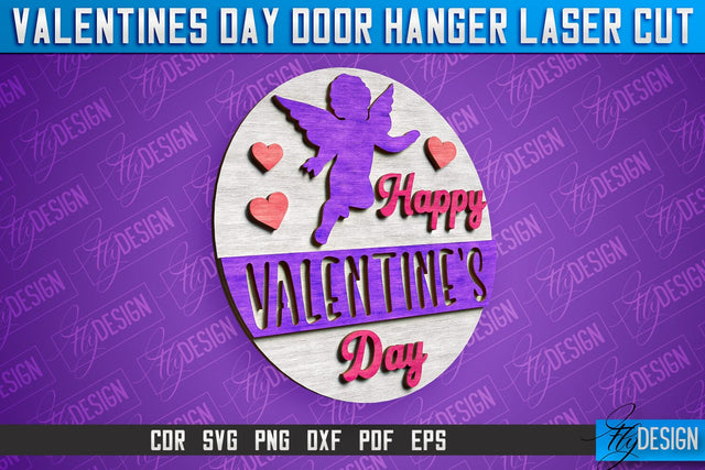 Valentines Day Door Hanger Laser Cut SVG | Laser Cut File | CNC files SVG Fly Design 