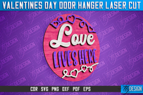 Valentines Day Door Hanger Laser Cut SVG | Laser Cut File | CNC files SVG Fly Design 