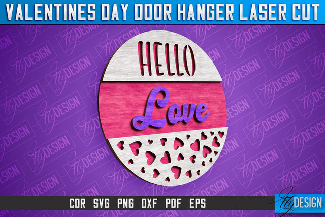 Valentines Day Door Hanger Laser Cut SVG | Laser Cut File | CNC files SVG Fly Design 