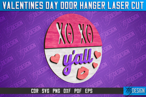 Valentines Day Door Hanger Laser Cut SVG | Laser Cut File | CNC files SVG Fly Design 